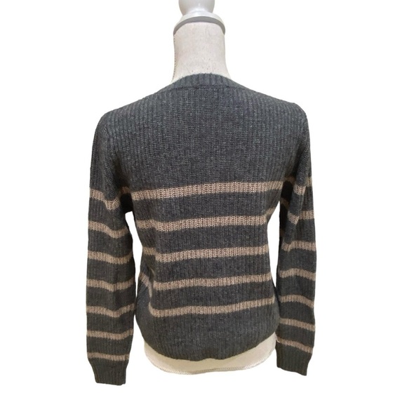 Splendid Gisela cashmere heathered charcoal stripe ribbed hems crew neck small - Picture 12 of 16